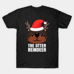 Cute Zoo Animal Christmas Pajama Shirts for Xmas The Otter Reindeer Cute Animal Pun Funny Otter Christmas T-Shirt